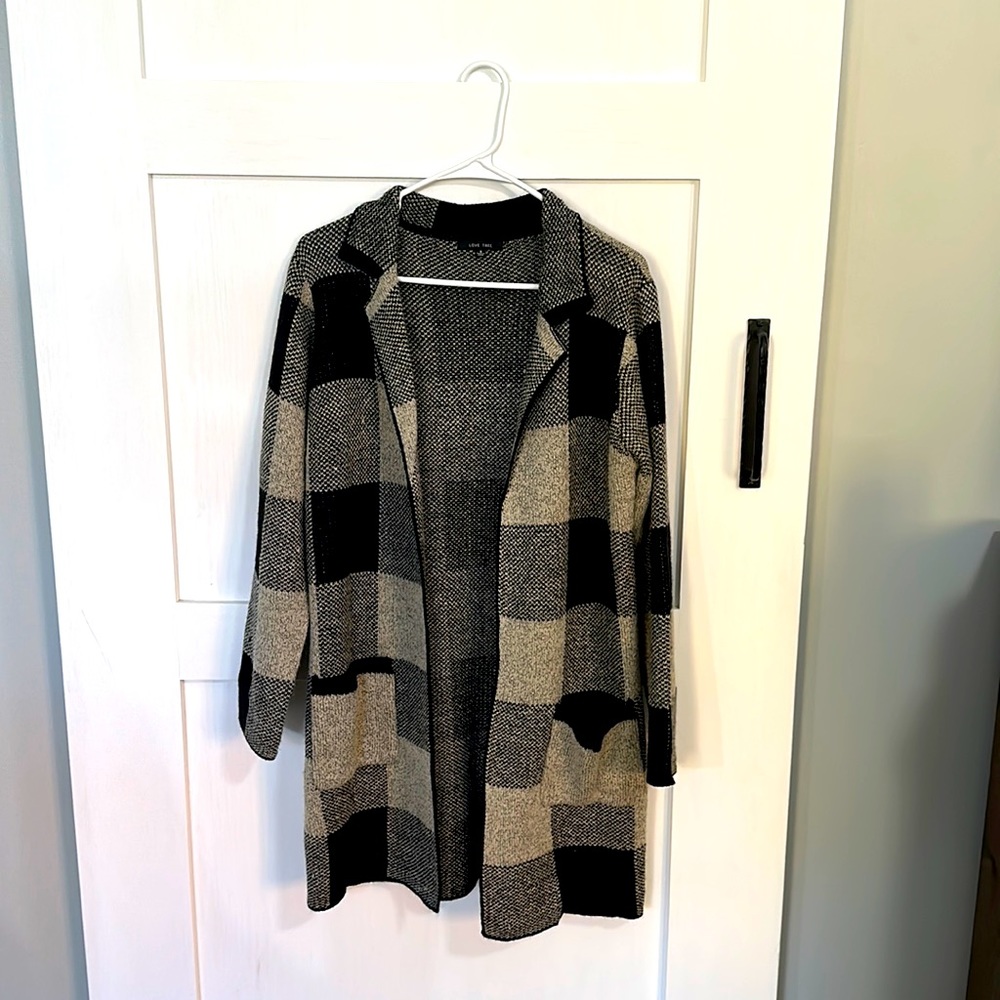 Small Love Tree sweater jacket. Stretchy, comfy, and warm!